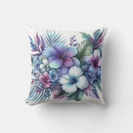 Pastel Paarse Blauwe Bloemen Hawaiiaanse Hibiscus Kussen
