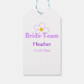 Pastel paarse bloem bruidsmeisje bruid team boho m cadeaulabel (Achterkant)