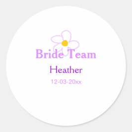 Pastel paarse bloem bruidsmeisje bruid team boho m ronde sticker