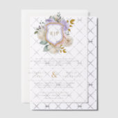 Pastel Paarse Bloemen Monogram Kreeft Trouwen Vellum Uitnodigingen (Offset (Uitnodiging))