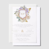 Pastel Paarse Bloemen Monogram Kreeft Trouwen Vellum Uitnodigingen (Offset)