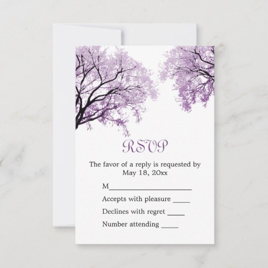 Pastel Paarse bomen - RSVP-kaart RSVP Kaartje (Voorkant)