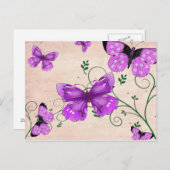 Pastel Paarse Butterflies Briefkaart (Voorkant / Achterkant)