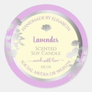 Pastel Paarse Cream Product Labels Zilver