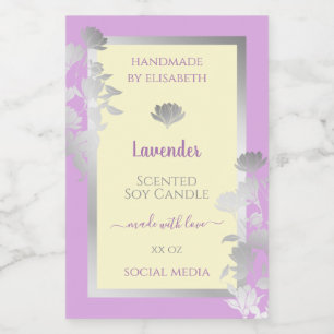 Pastel Paarse Cream Silver Product Labels & Voedselcontainer Etiket