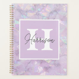 Pastel Paarse Crystal Geode Monogram Naam Planner