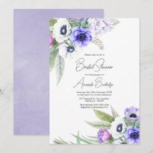 Pastel Paarse en Pruim Bloemrijke Bruiloft Feest Kaart