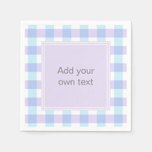 Pastel Paarse Gingham Aangepaste Tekst Servet