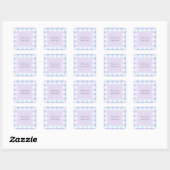 Pastel Paarse Gingham - Aangepaste tekst Vierkante Sticker (Vel)