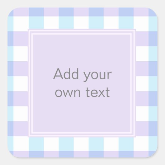 Pastel Paarse Gingham - Aangepaste tekst Vierkante Sticker (Voorkant)
