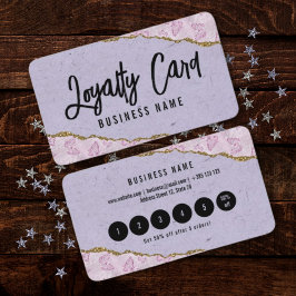 Pastel Paarse glitter met vlinders Klantenkaartje