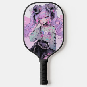 Pastel Paarse Gothic Lolita Anime Girl Pickleball Paddle