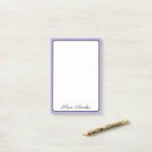 Pastel Paarse grens Professionele Eenvoudige Naam Post-it® Notes (Op bureau)