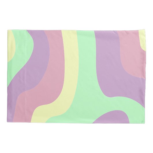 Pastel Paarse Groene Abstracte Golvende Lijnpatroo Kussensloop (Achterkant-Links)