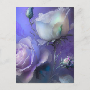 pastel Paarse iriserende bloemen Briefkaart