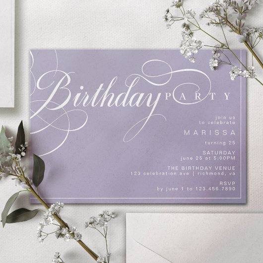 Pastel Paarse Lavendel Eenvoudige Kalligrafie Verj Kaart