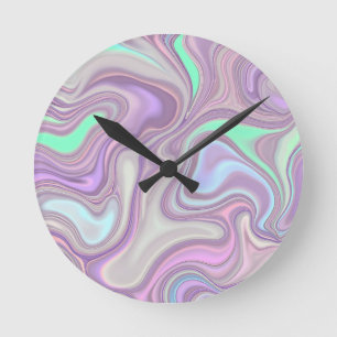 Pastel Paarse Marmer Spiraalpatroon Ronde Klok