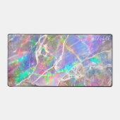 Pastel Paarse Marmeren Opal Monogrammed Girly Cute Bureaumat (Voorkant)