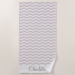 Pastel paarse naam zig zag streep geometrisch strandlaken