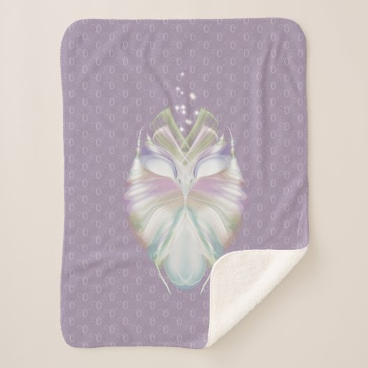 Pastel Paarse Oracle Owl Monogram Sherpa Deken (Voorkant)