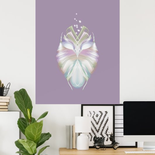 Pastel Paarse Oracle Owl Poster (Thuiskantoor)