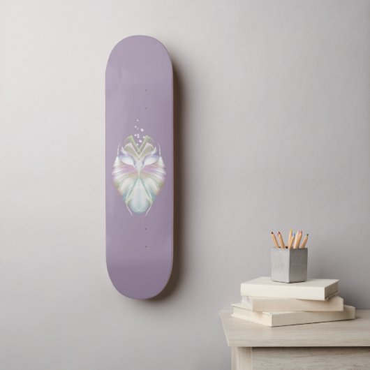 Pastel Paarse Oracle Owl Skateboard (Muurkunst)