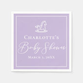 Pastel Paarse Rocking Horse Baby shower Custom Servet (Voorkant)