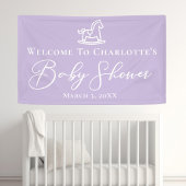 Pastel Paarse Rocking Horse Baby shower Custom Spandoek