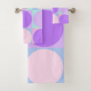 Pastel Paarse roze Aqua Geometrische cirkelvormig Bad Handdoek