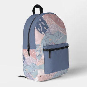 Pastel Paarse Roze Blauw Wavy Patroon Bedrukte Rugzak