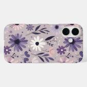 Pastel paarse roze bloemmotief whimsigoth dark Case-Mate iPhone case (Achterkant (horizontaal))