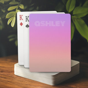 Pastel Paarse Roze Koraal Ombre - enorme monogram Pokerkaarten