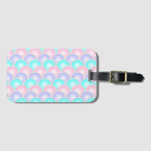 pastel paarse roze turquoise mermaid scales bagagelabel