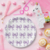 Pastel Paarse  Satin Bow Pattern Papieren Bordje (Feest)