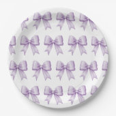 Pastel Paarse  Satin Bow Pattern Papieren Bordje (Voorkant)