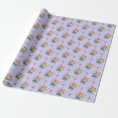 Pastel Paarse Waterverf Bloemen Cross Easter Cadeaupapier (Uitgerold)
