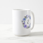Pastel Paarse Waterverf Floral | Monogram Koffiemok (Voorkant rechts)