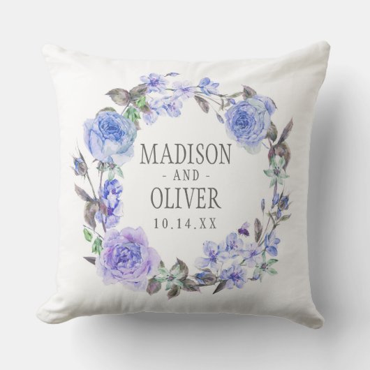 Pastel Paarse Waterverf Floral | Weddenschap Kussen (Voorkant)