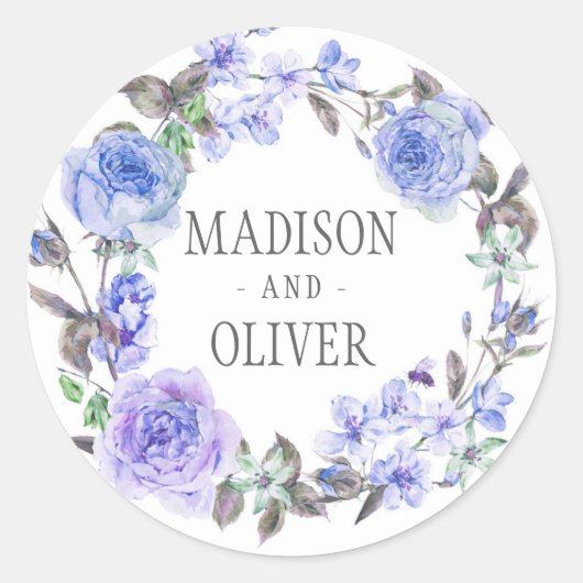 Pastel Paarse Waterverf Floral | Weddenschap Ronde Sticker (Voorkant)
