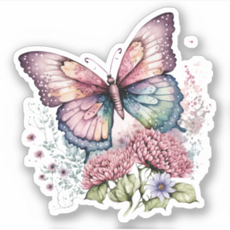 Pastel Paarse Whimsical Butterfly Sticker