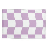 Pastel Paarse Witte Wavy Checker Naam Kussensloop (Achterkant-Links)