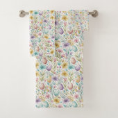 Pastel Paasei en Lente Bloemmotief Bad Handdoek (Insitu)