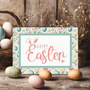 pastel paaseieren blij paashaas oren feestdagen kaart