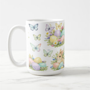 Pastel Paaseieren & Konijnen Bloemen & Vlinders Koffiemok