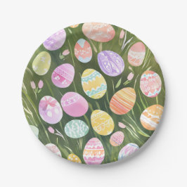 Pastel Paaseieren | Mooie Lente Aquarel Papieren Bordje