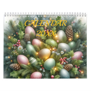Pastel Paashaas Bloemstuk Hele Jaar Waterverf Kalender
