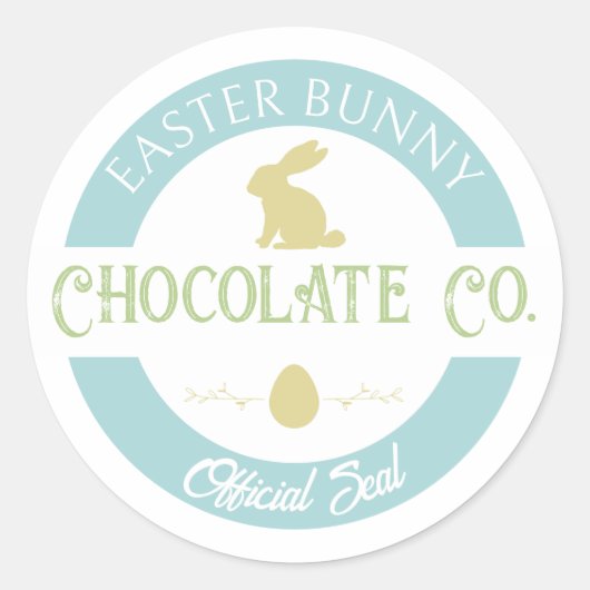 Pastel paashaas chocolade bedrijf ronde sticker (Voorkant)