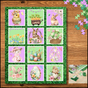 Pastel Paashaas Kleurenblok Puzzel