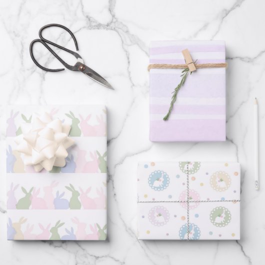 Pastel Paashaas Patroon Spring Wrapping Paper (Voorkant)