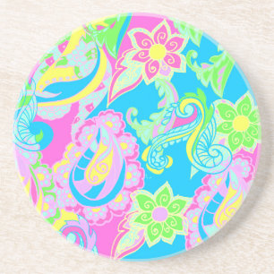 Pastel Paisley Bloem Zandsteen Onderzetter